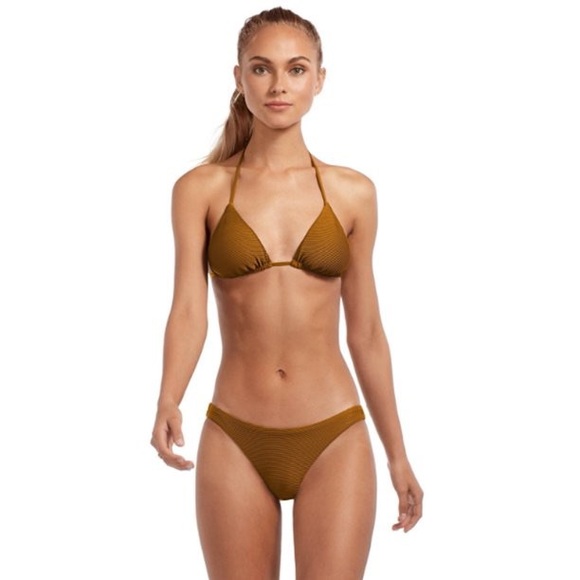 Vitamin A Swim Gia Reversible Triangle Top - Amber EcoRib - Picture 1 of 3